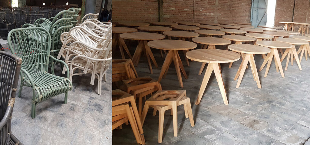 Our production capacity and flexybility for outdoor and interior furnishing supplies.