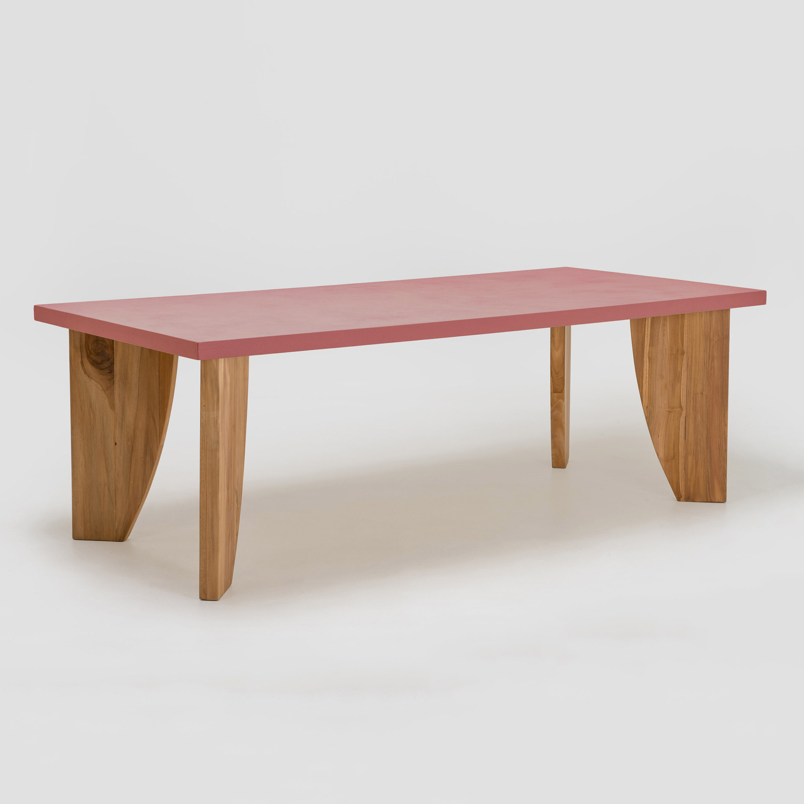 tavolo per esterno rodi con piano microcemento rosa